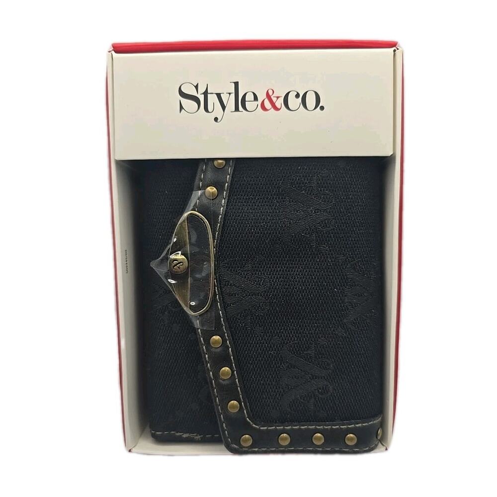 Vintage Style&Co Signature Classic Black Tri Fold Snap Wallet New in Box U310